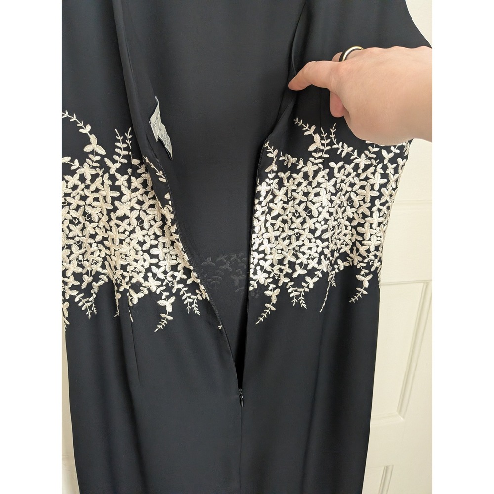 Ann‎ Taylor Vintage Black White Floral Embroidered Whimsigoth Maxi Gown Dress 10 - Picture 4 of 6